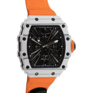 RM 012-01 Tourbillon White NTPT Carbon on Orange Nylon Strap