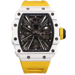RM 012-01 Tourbillon White NTPT Carbon on Yellow Rubber Strap