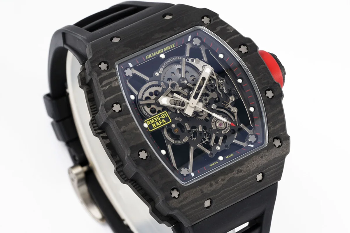 RM 035-01 Rafael Nadal NTPT Carbon on Black Rubber Strap (Sonic)
