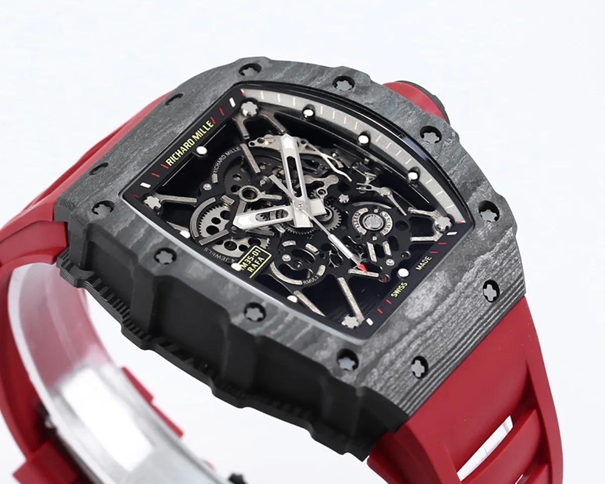 RM 035-01 Rafael Nadal NTPT Carbon on Red Rubber Strap
