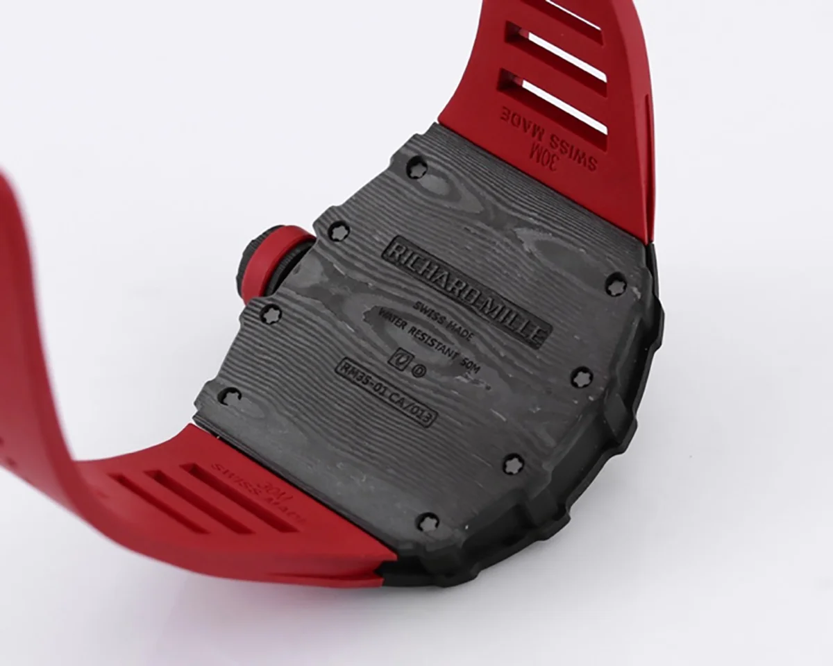 RM 035-01 Rafael Nadal NTPT Carbon on Red Rubber Strap