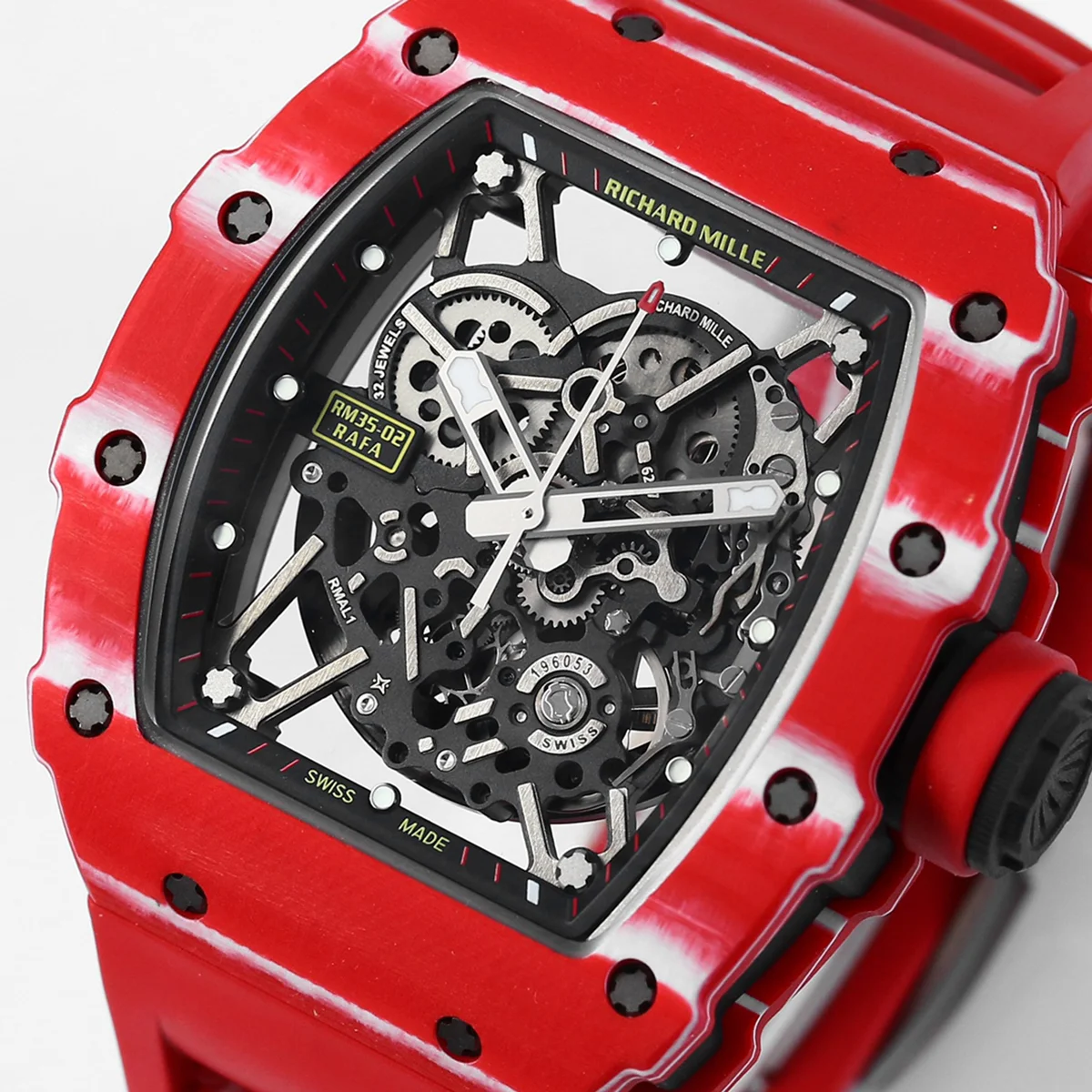 RM 035-02 Rafael Nadal TPT Red on Red Rubber Strap