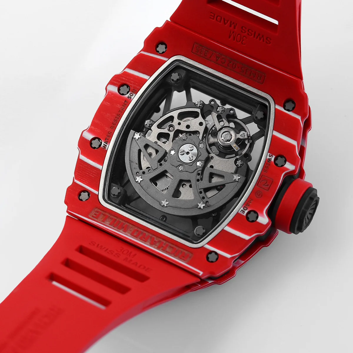 RM 035-02 Rafael Nadal TPT Red on Red Rubber Strap