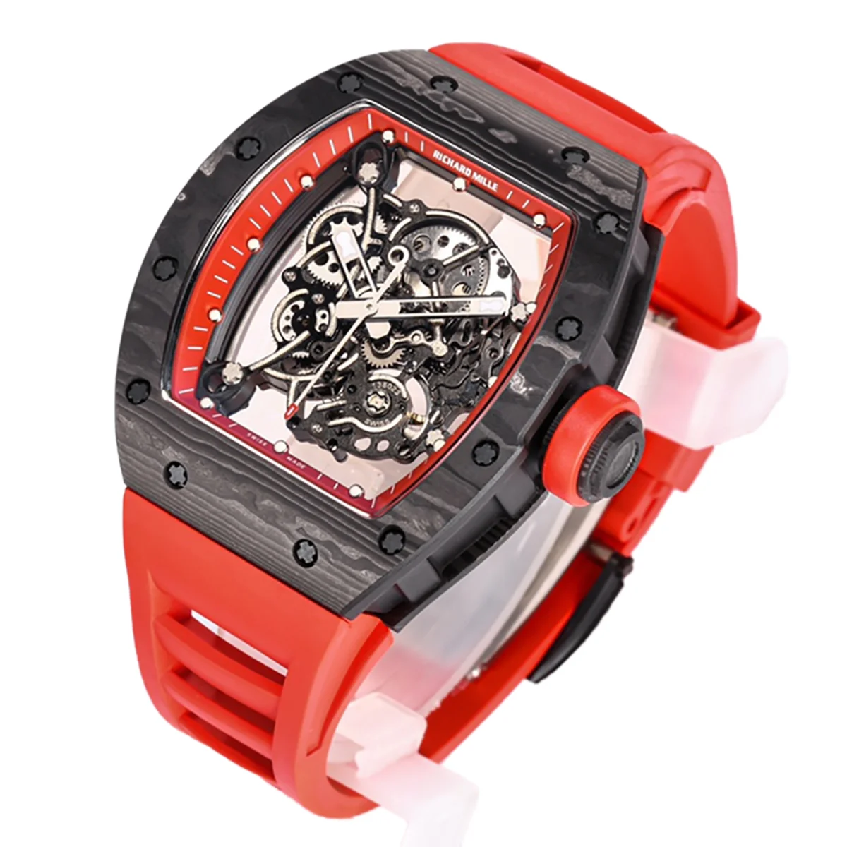 RM 055 Bubba Watson in NTPT Carbon Red Rubber Strap