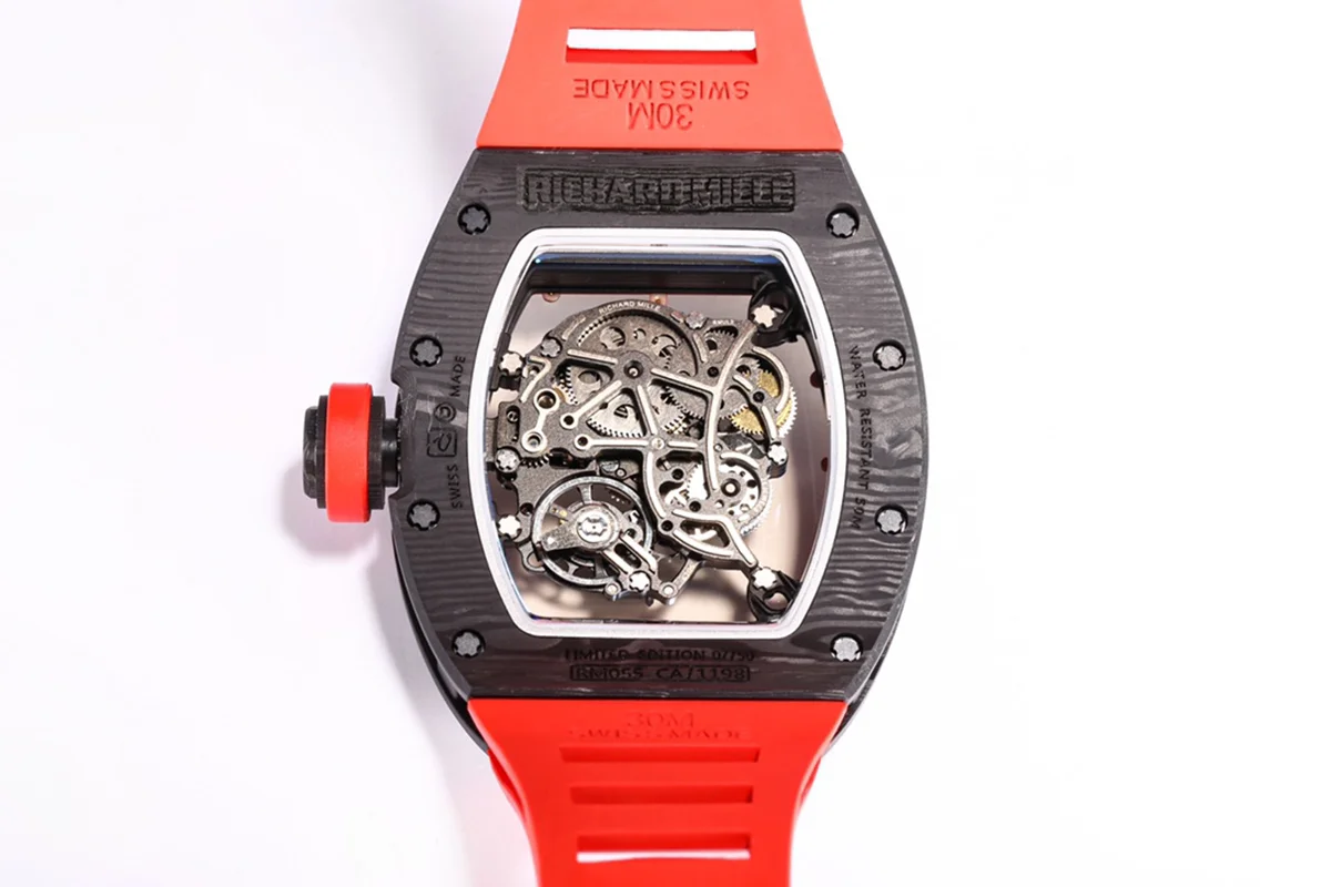 RM 055 Bubba Watson in NTPT Carbon Red Rubber Strap