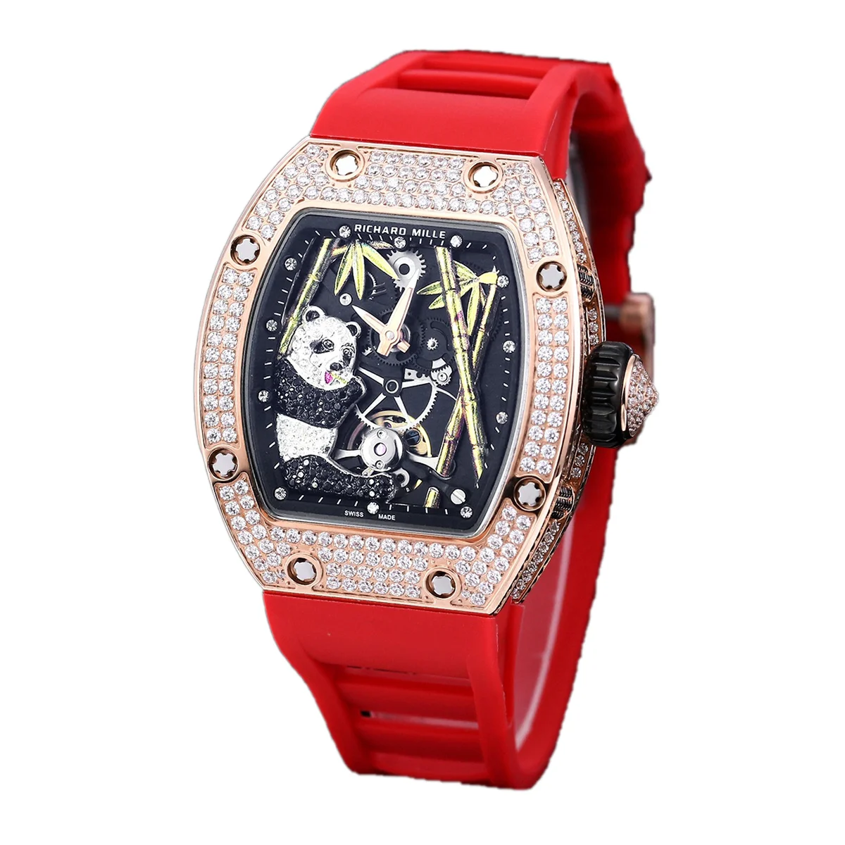 RM026-01 Tourbillon Panda in Rose Gold with Diamond Bezel