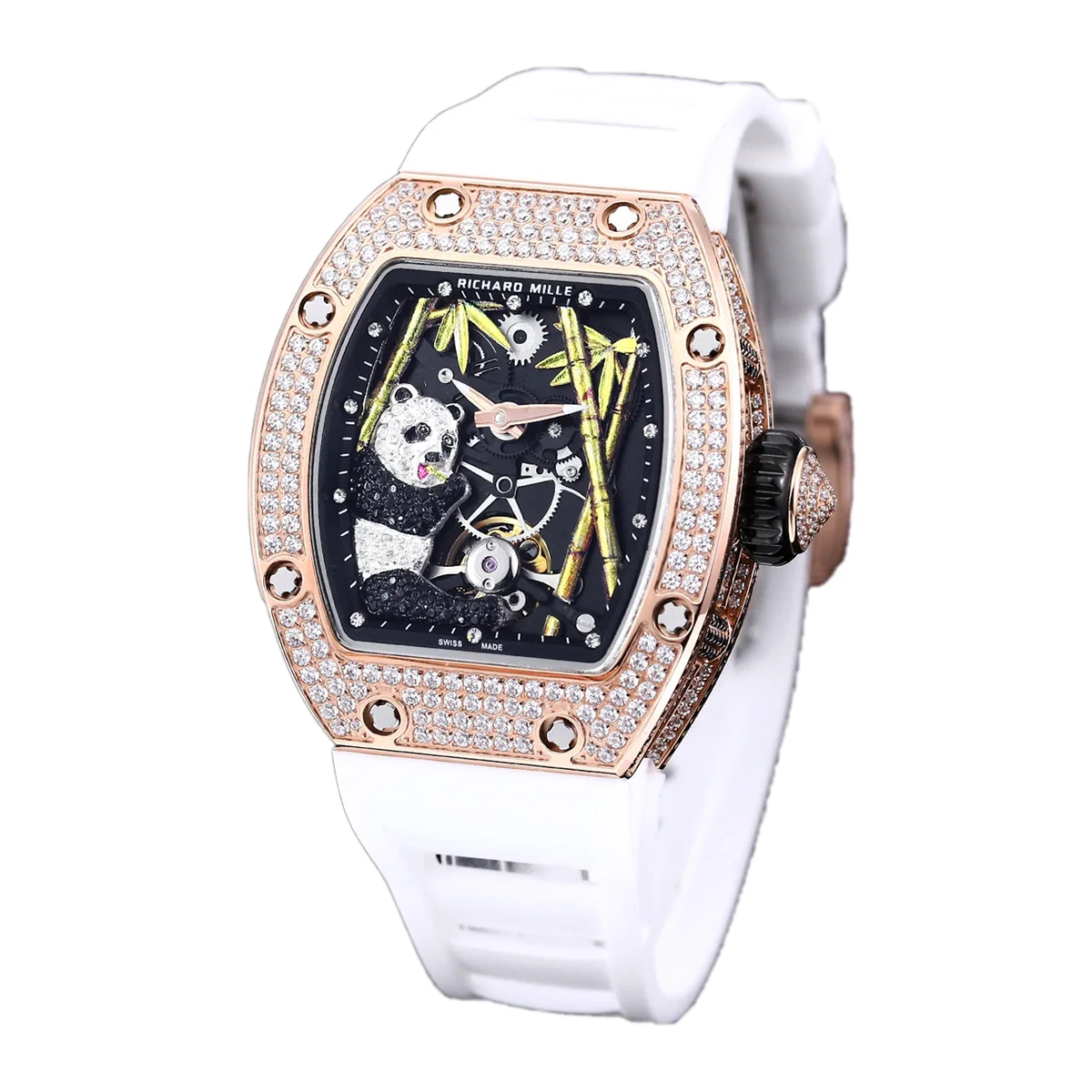 RM026-01 Tourbillon Panda in Rose Gold with Diamond Bezel