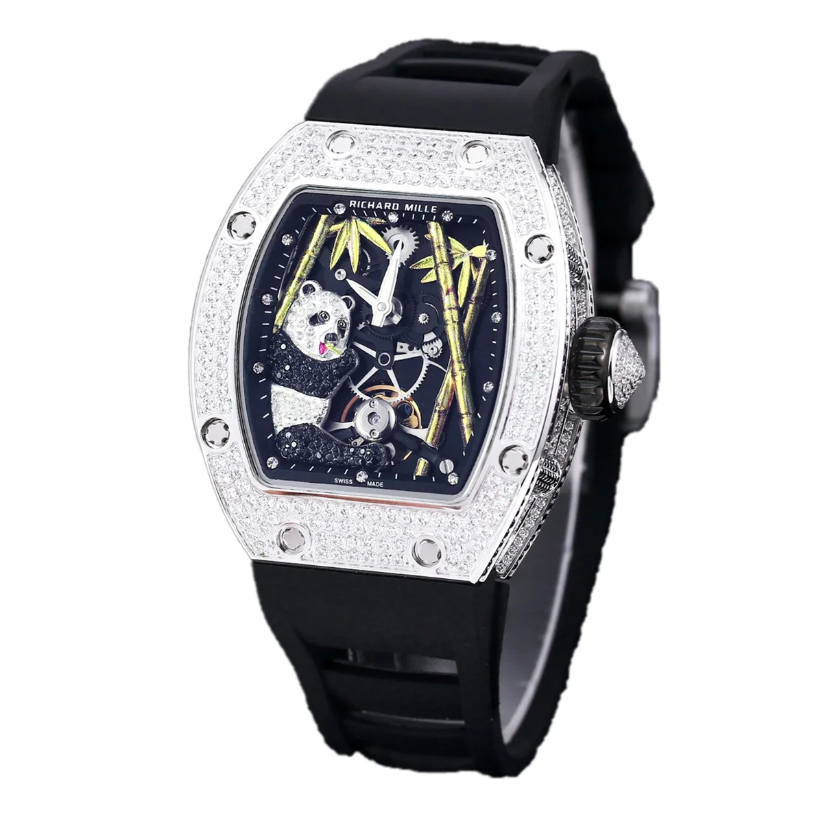 RM026-01 Tourbillon Panda in White Gold with Diamond Bezel