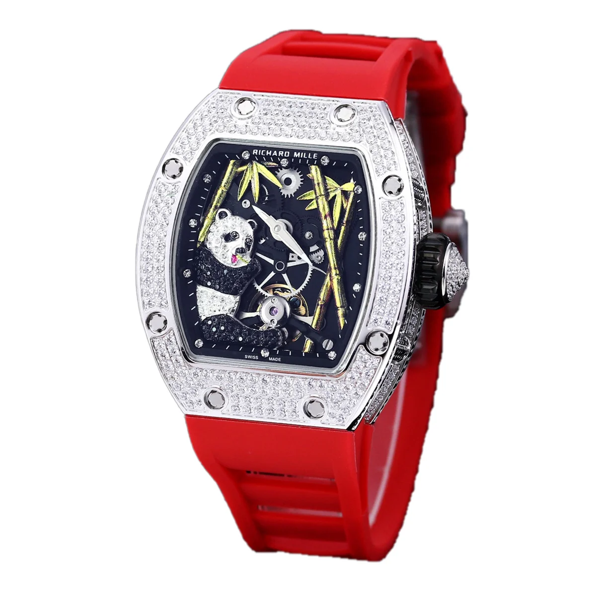 RM026-01 Tourbillon Panda in White Gold with Diamond Bezel
