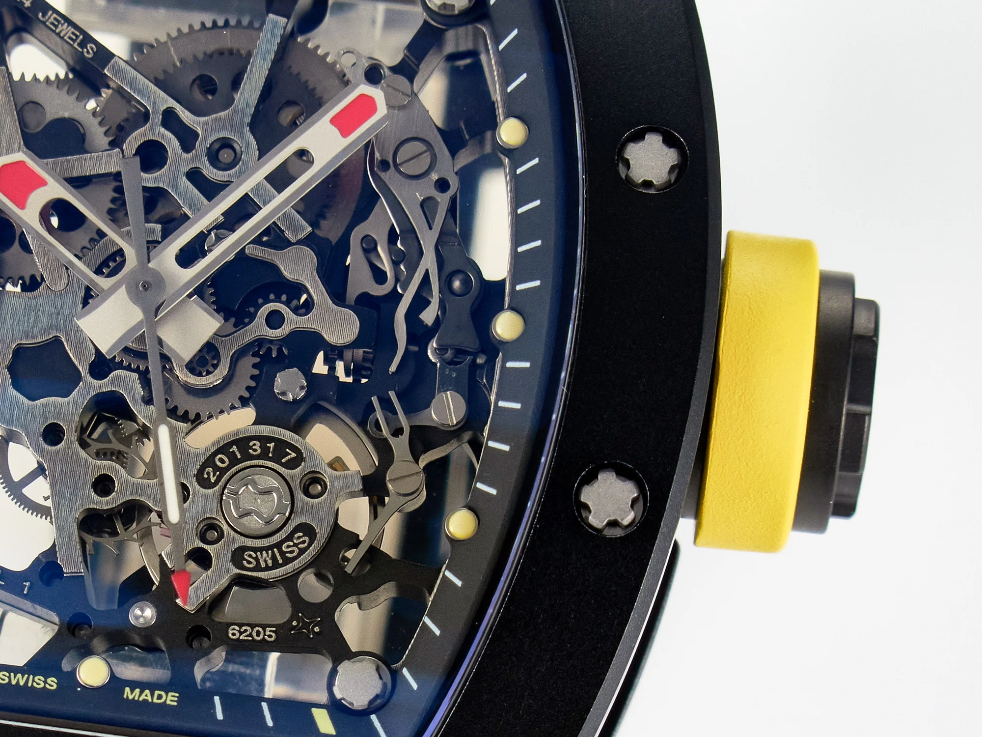 RM035-02 Black Ceramic SONIC Best Edition Skeleton Dial on Black Rubber Strap Clone RMUL1
