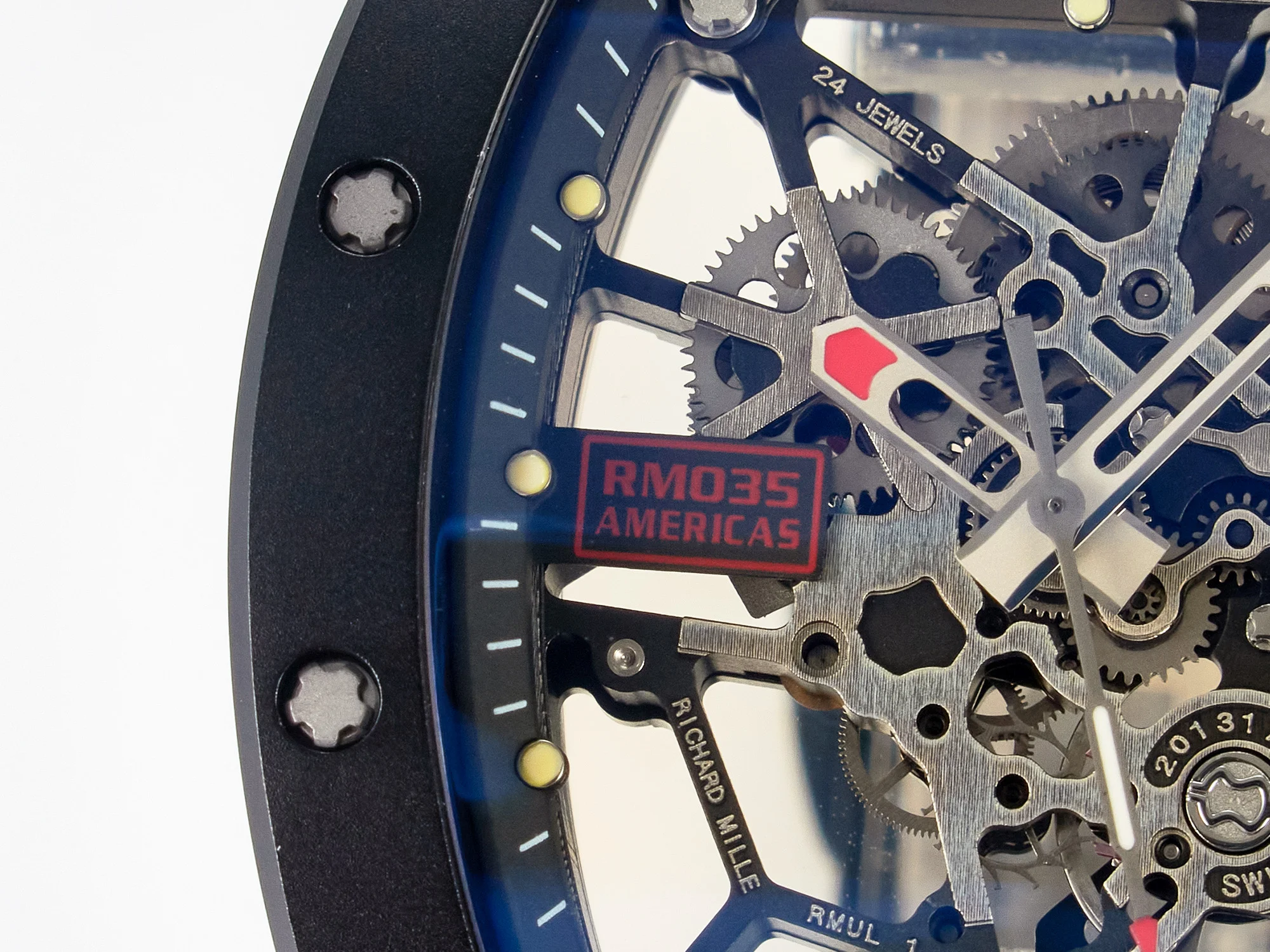 RM035-02 Black Ceramic SONIC Best Edition Skeleton Dial on Black Rubber Strap Clone RMUL1