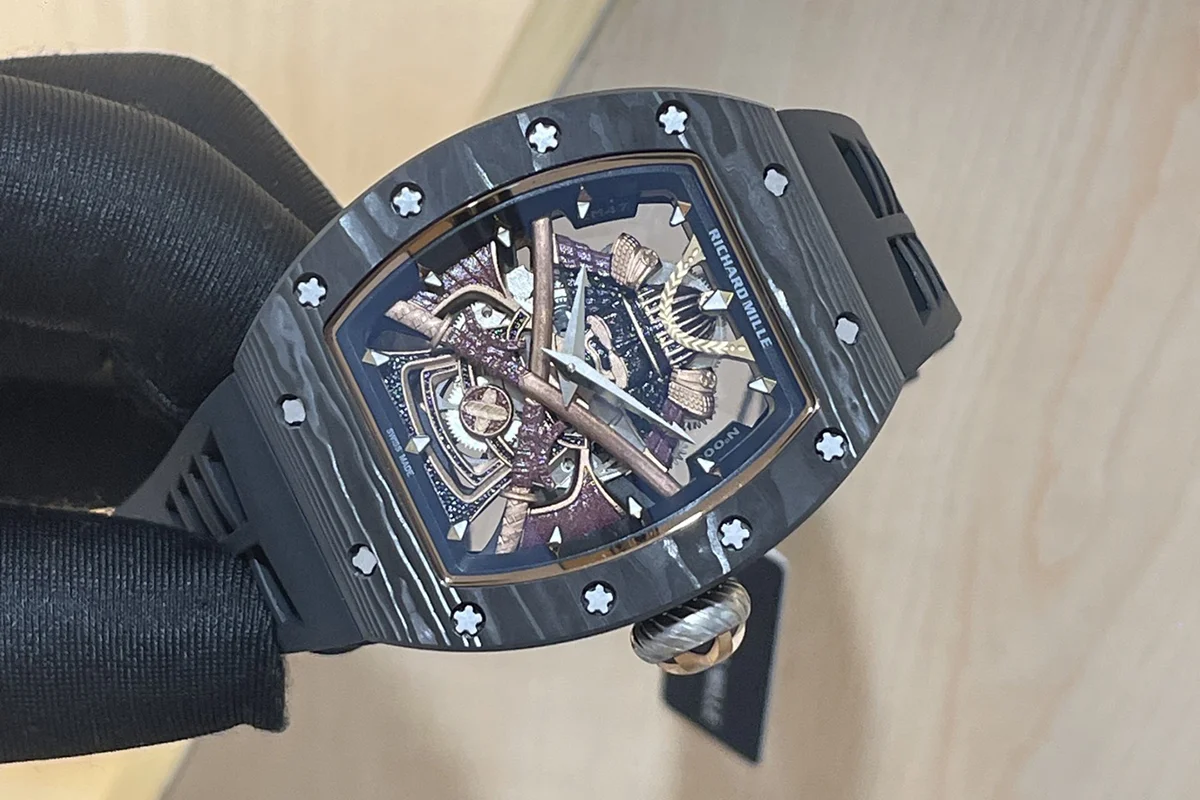 RM047 Tourbillon Samurai NTPT Carbon on Black Rubber Strap