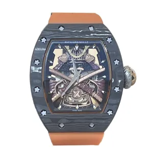RM047 Tourbillon Samurai NTPT Carbon on Orange Rubber Strap