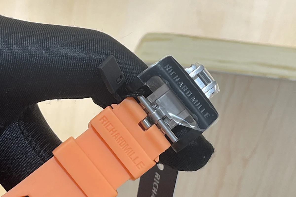 RM047 Tourbillon Samurai NTPT Carbon on Orange Rubber Strap