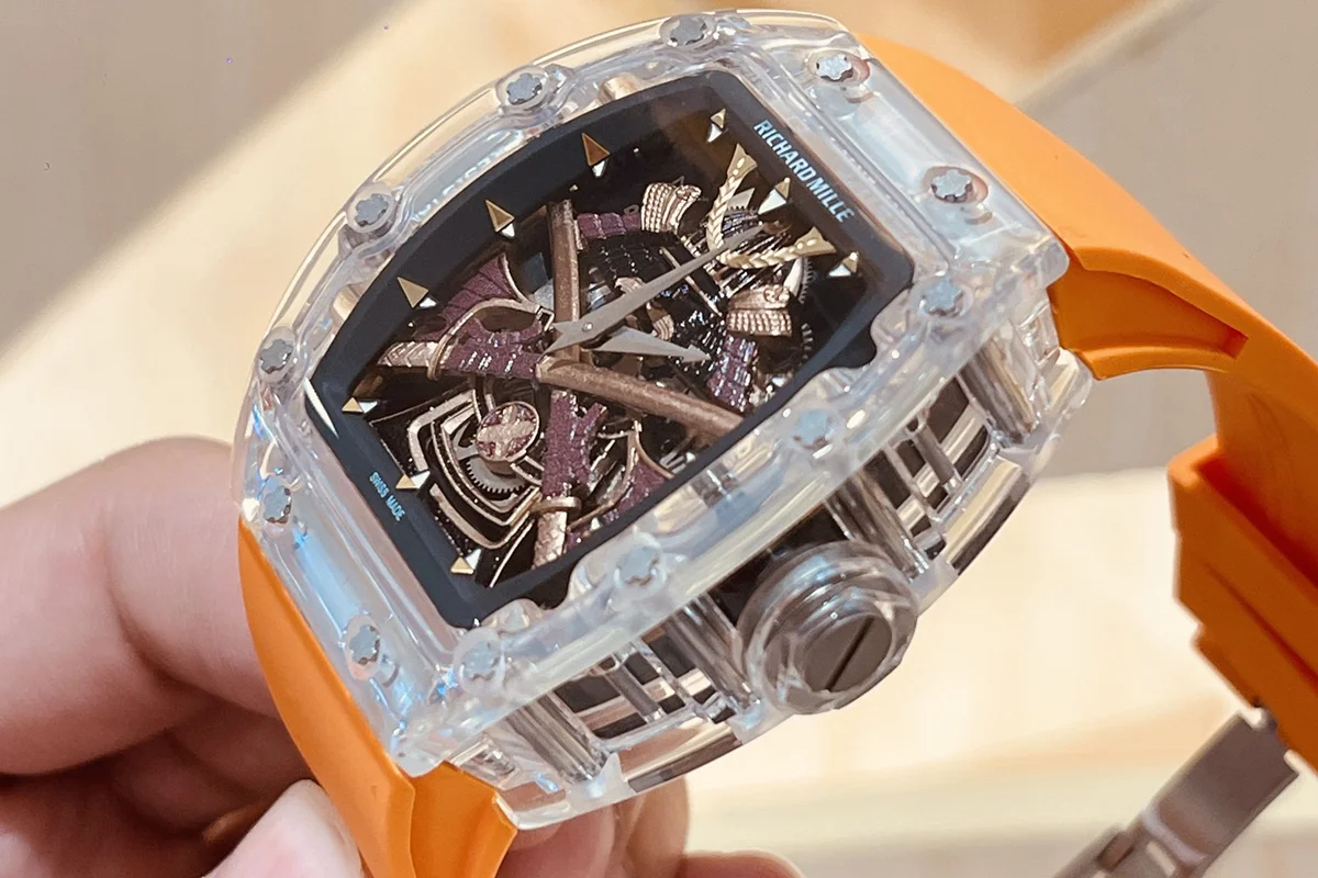 RM047 Tourbillon Samurai Sapphire on Orange Rubber Strap
