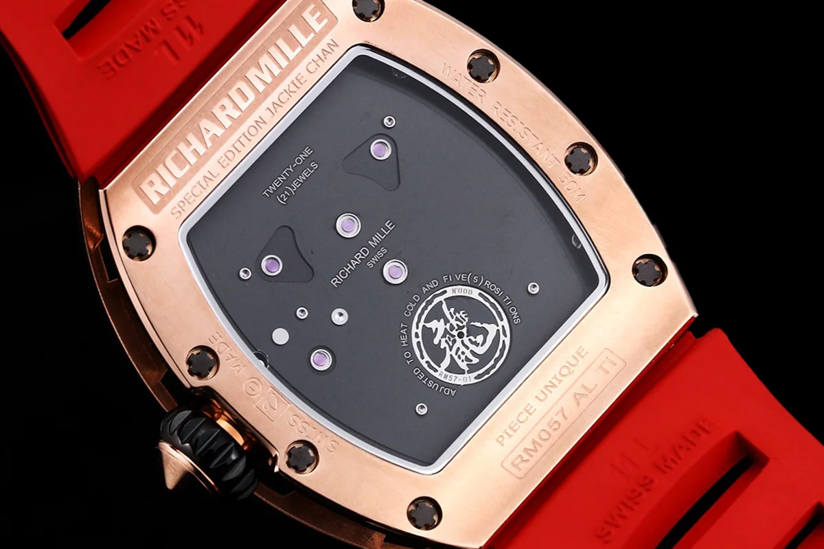 RM057 Tourbillon Dragon in Rose Gold in Red Rubber Strap