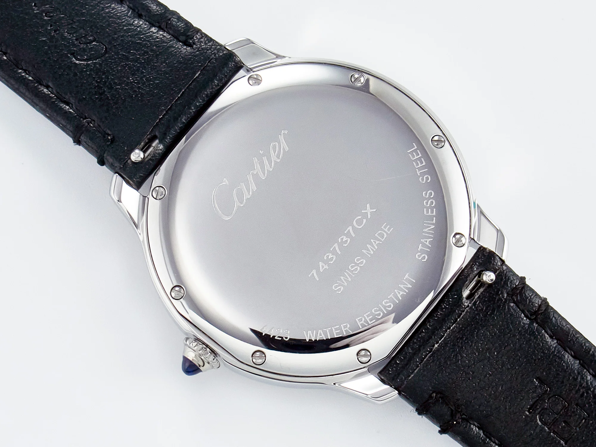 Ronde De Cartier 36mm DRF 1:1 Best Edition Sandblasted Silver-Plated White Dial on Black Leather Strap Ronda Quartz