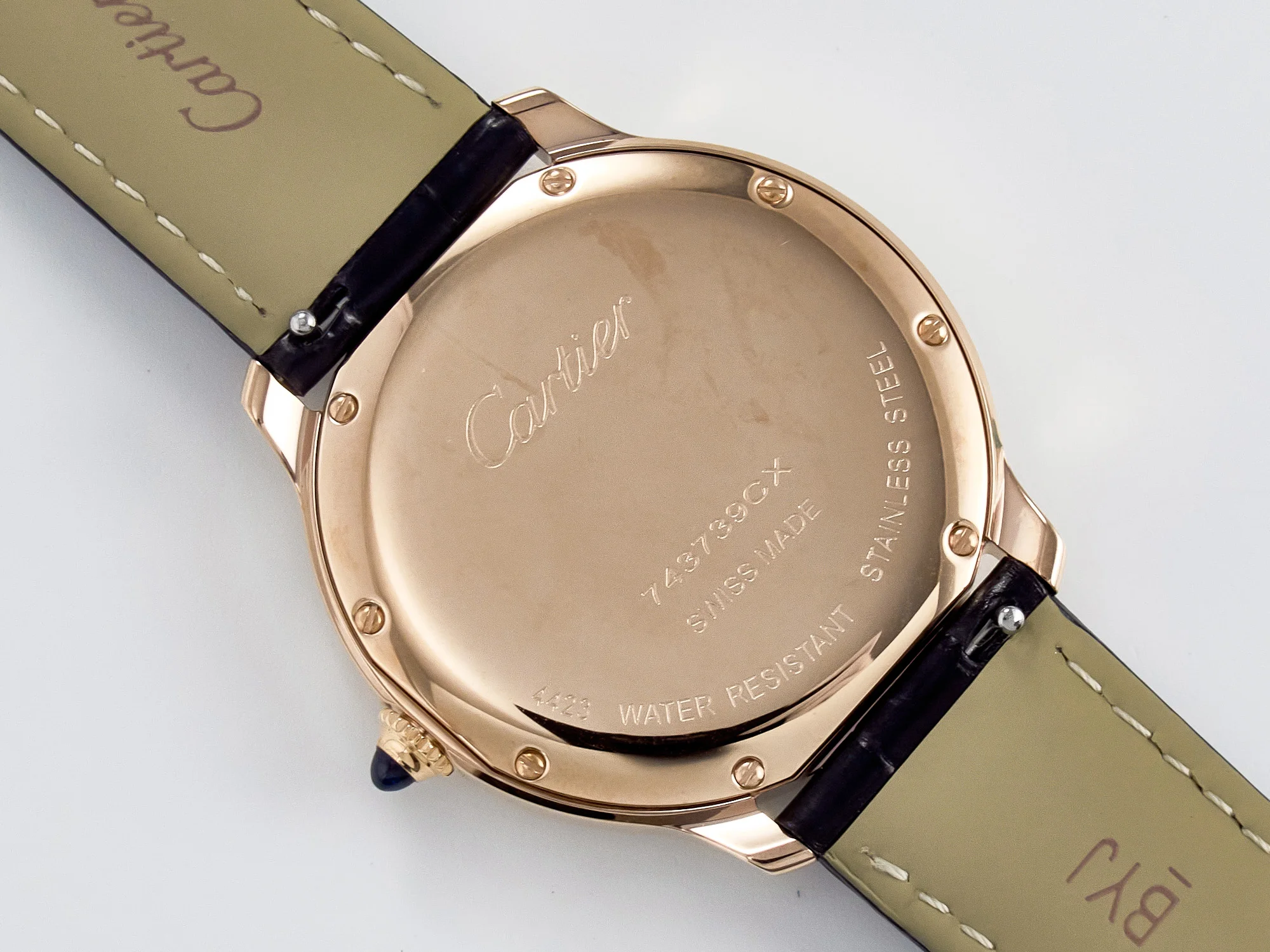 Ronde De Cartier 36mm RG DRF 1:1 Best Edition Sandblasted Silver-Plated White Dial on Black Leather Strap Ronda Quartz