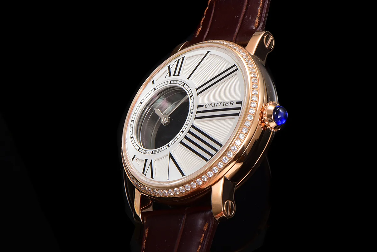 Rotonde De Cartier White Dial with Diamond Bezel in Rose Gold