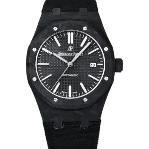 Royal Oak 15400 Black Dial in Carbon Fibre on Black Nylon Strap