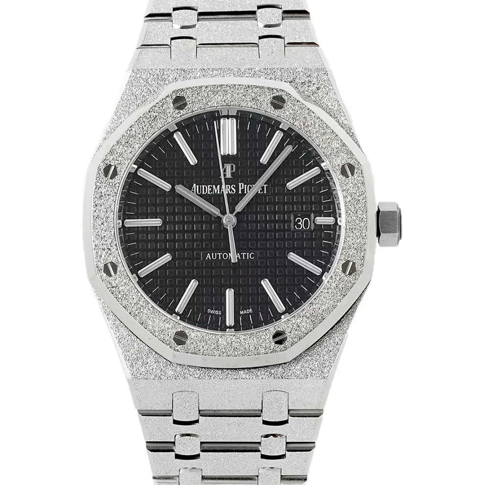 Royal Oak 15450ST 37mm Black Dial in Frosted Gold