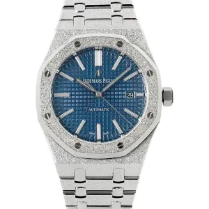 Royal Oak 15450ST 37mm Blue Dial in Frosted Gold