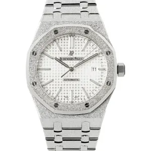 Royal Oak 15450ST 37mm White Dial in Frosted Gold