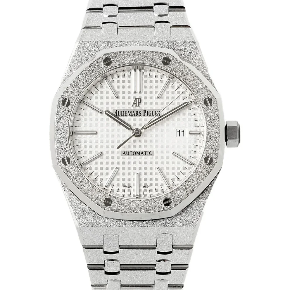 Royal Oak 15450ST 37mm White Dial in Frosted Gold