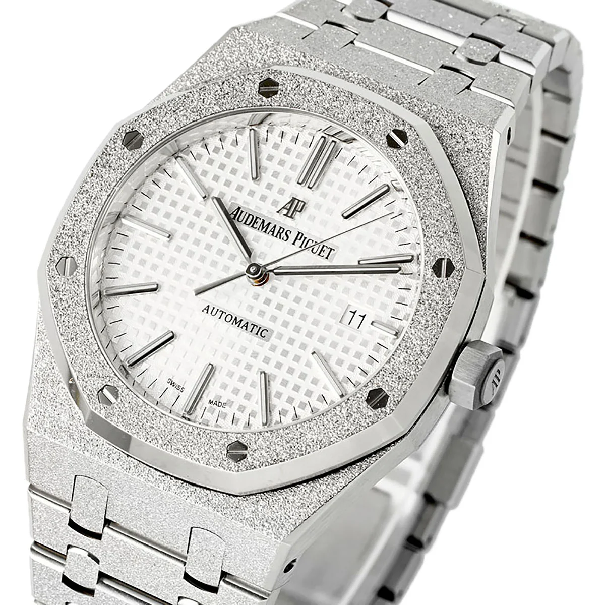 Royal Oak 15450ST 37mm White Dial in Frosted Gold