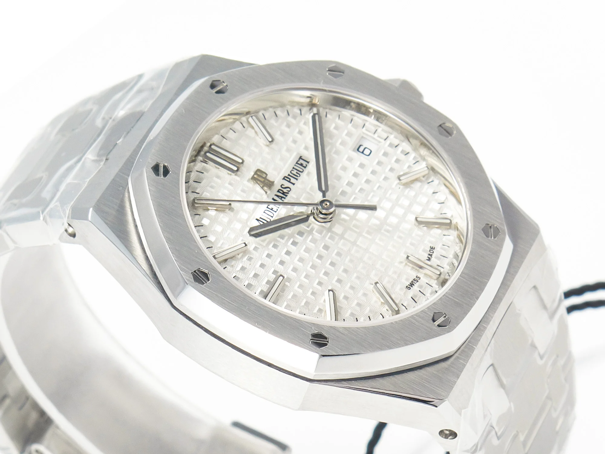 Royal Oak 34mm SS ZF 1:1 Best Edition White Textured Dial on SS Bracelet A5800