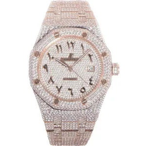 Royal Oak 41mm 15400 Iced Out Rose Gold in Arabic Markers