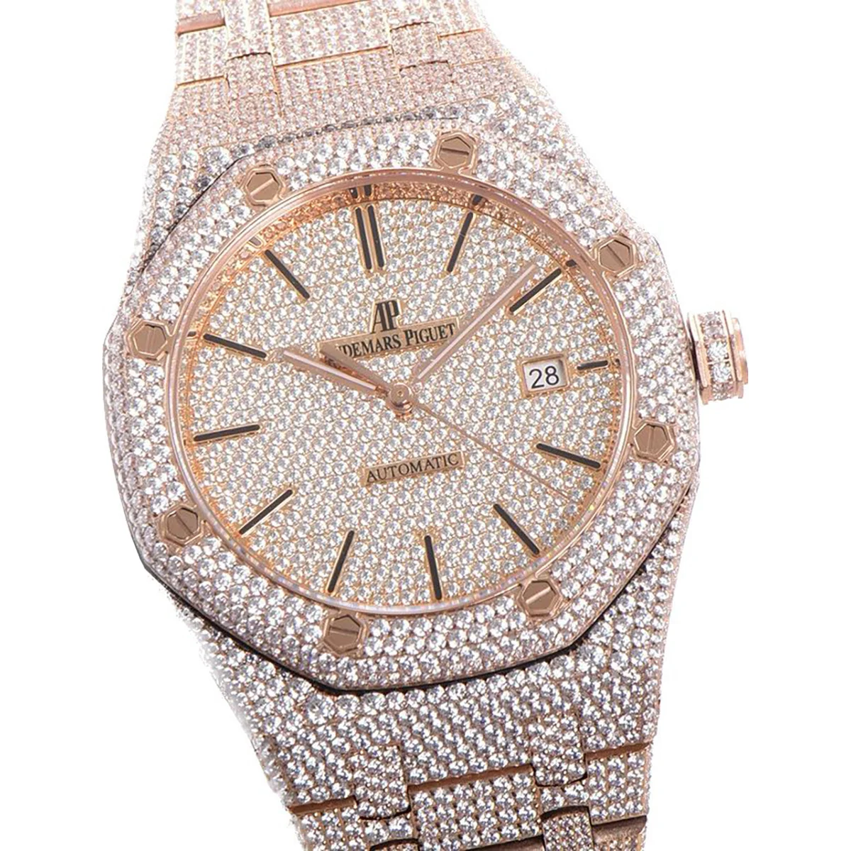 Royal Oak 41mm 15400 Iced Out Rose Gold in Stick Markers