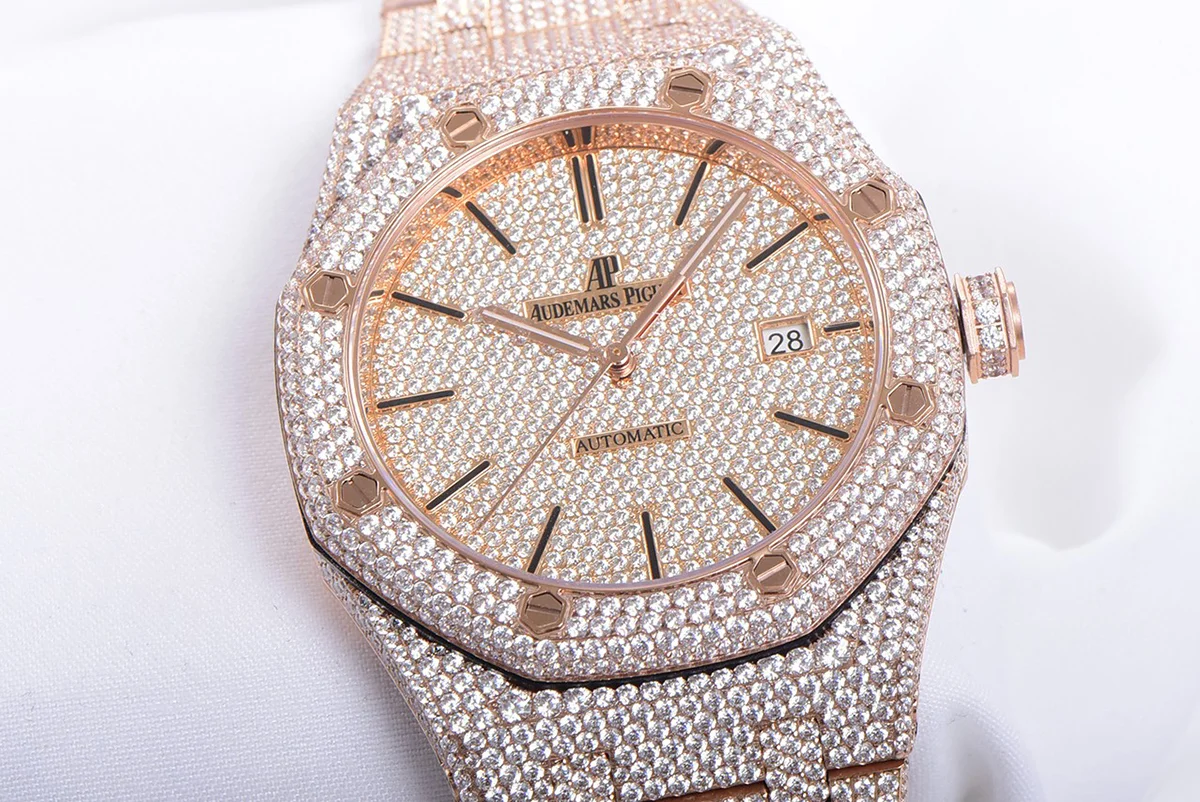 Royal Oak 41mm 15400 Iced Out Rose Gold in Stick Markers