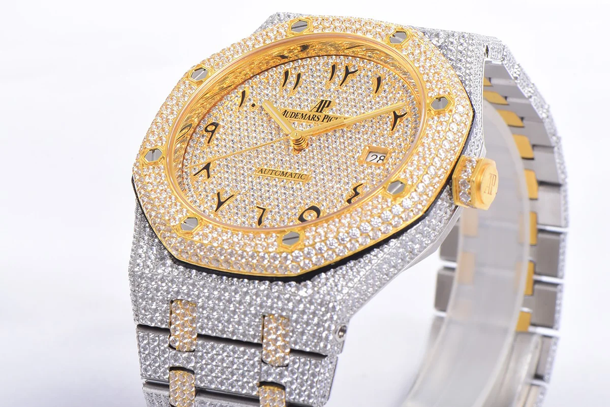 Royal Oak 41mm 15400 Iced Out Steel/Yellow Gold in Arabic Markers