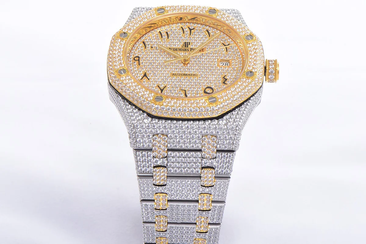 Royal Oak 41mm 15400 Iced Out Steel/Yellow Gold in Arabic Markers