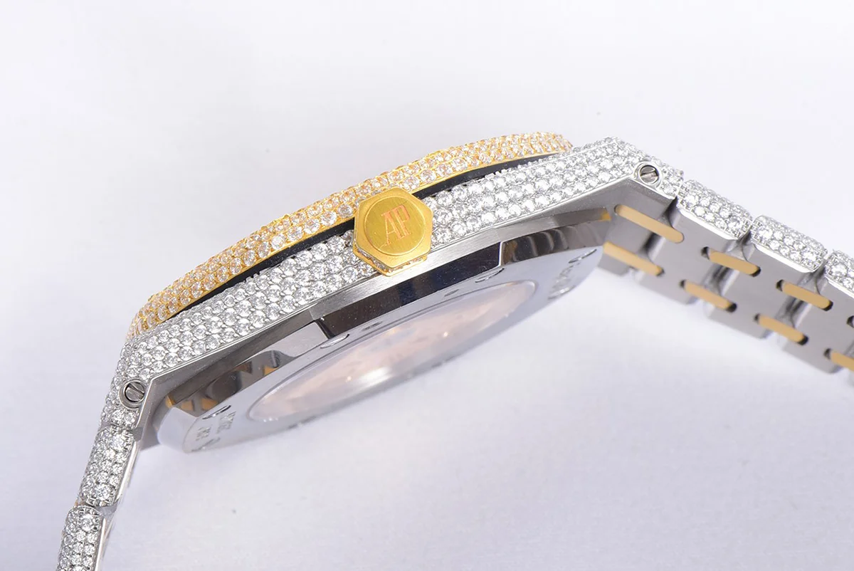 Royal Oak 41mm 15400 Iced Out Steel/Yellow Gold in Arabic Markers