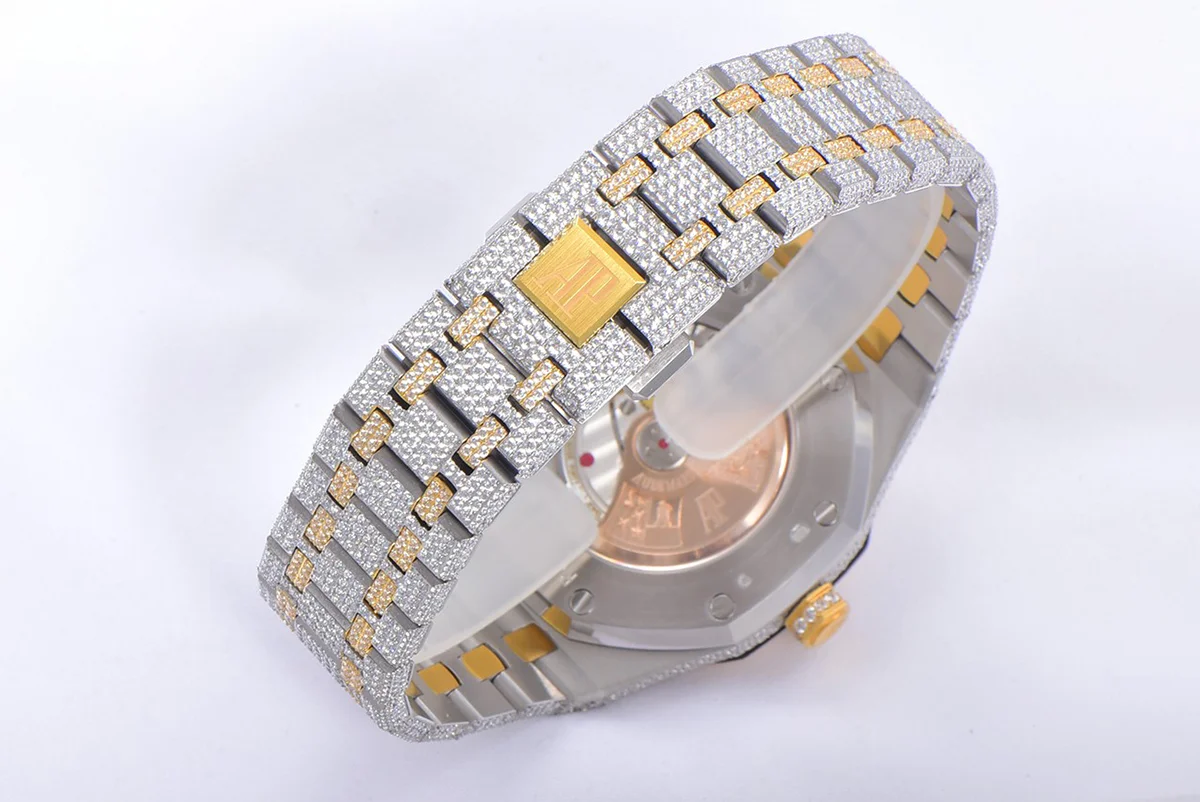 Royal Oak 41mm 15400 Iced Out Steel/Yellow Gold in Arabic Markers