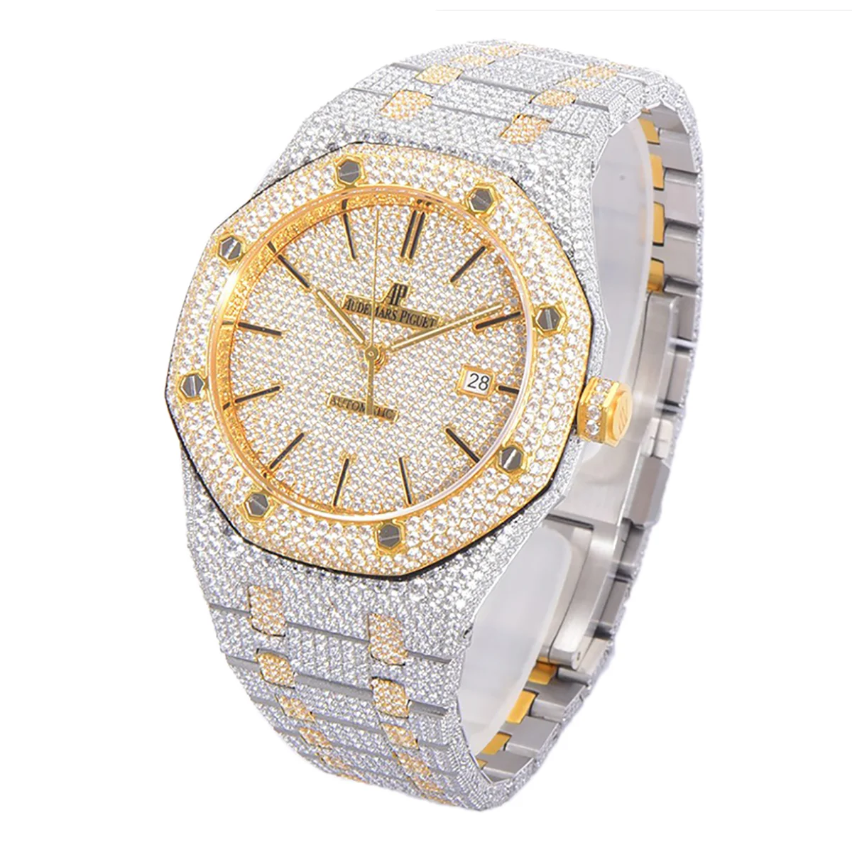 Royal Oak 41mm 15400 Iced Out Steel/Yellow Gold in Stick Markers