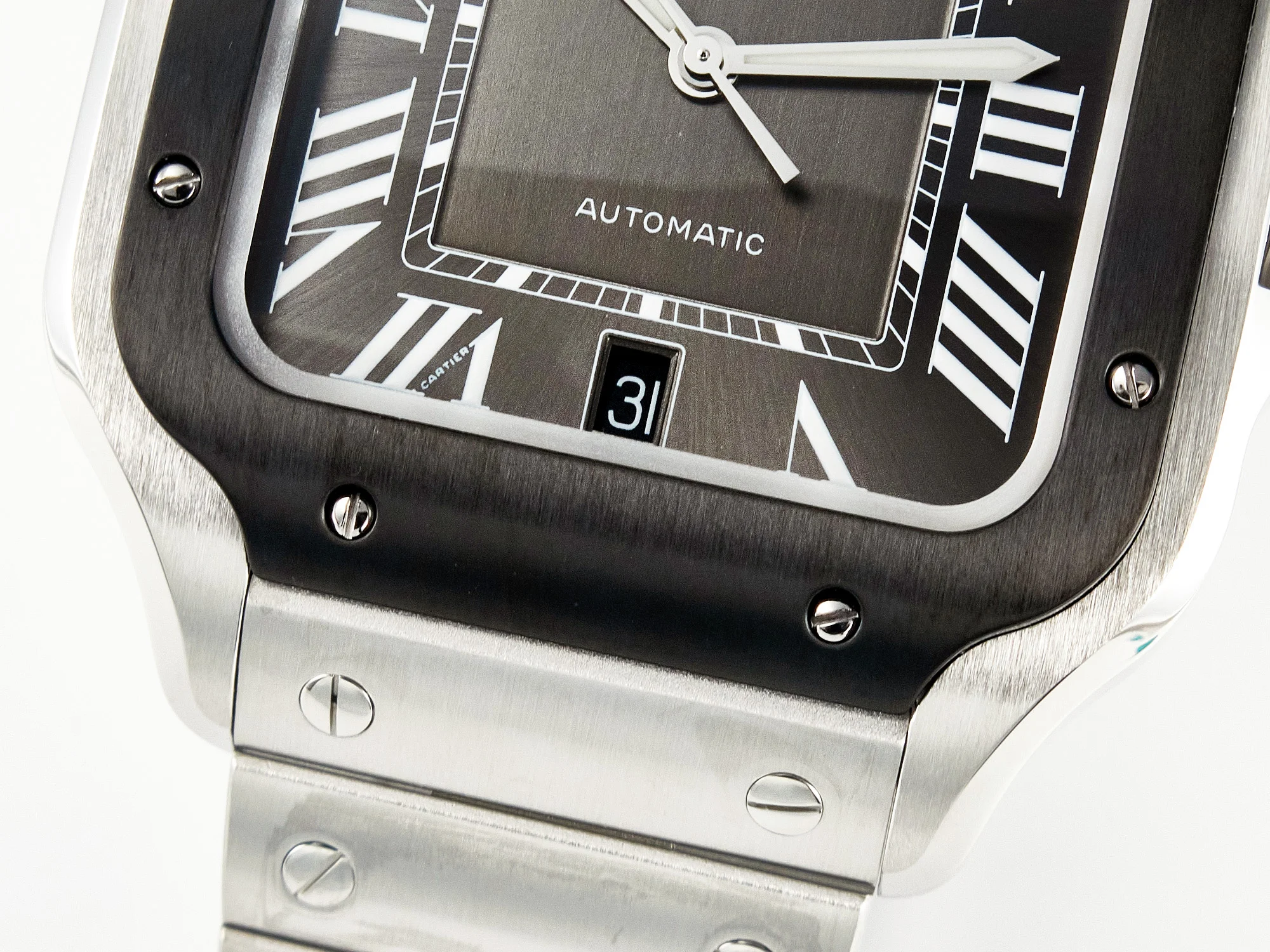 Santos de Cartier 40mm 2018 BVF 1:1 Best Edition Gray Bezel Gray Dial on SS SmartLinks Bracelet MIYOTA 9015