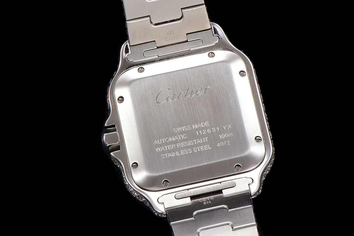 Santos de Cartier 40mm Diamond Paved Dial with Arabic Markers in Steel