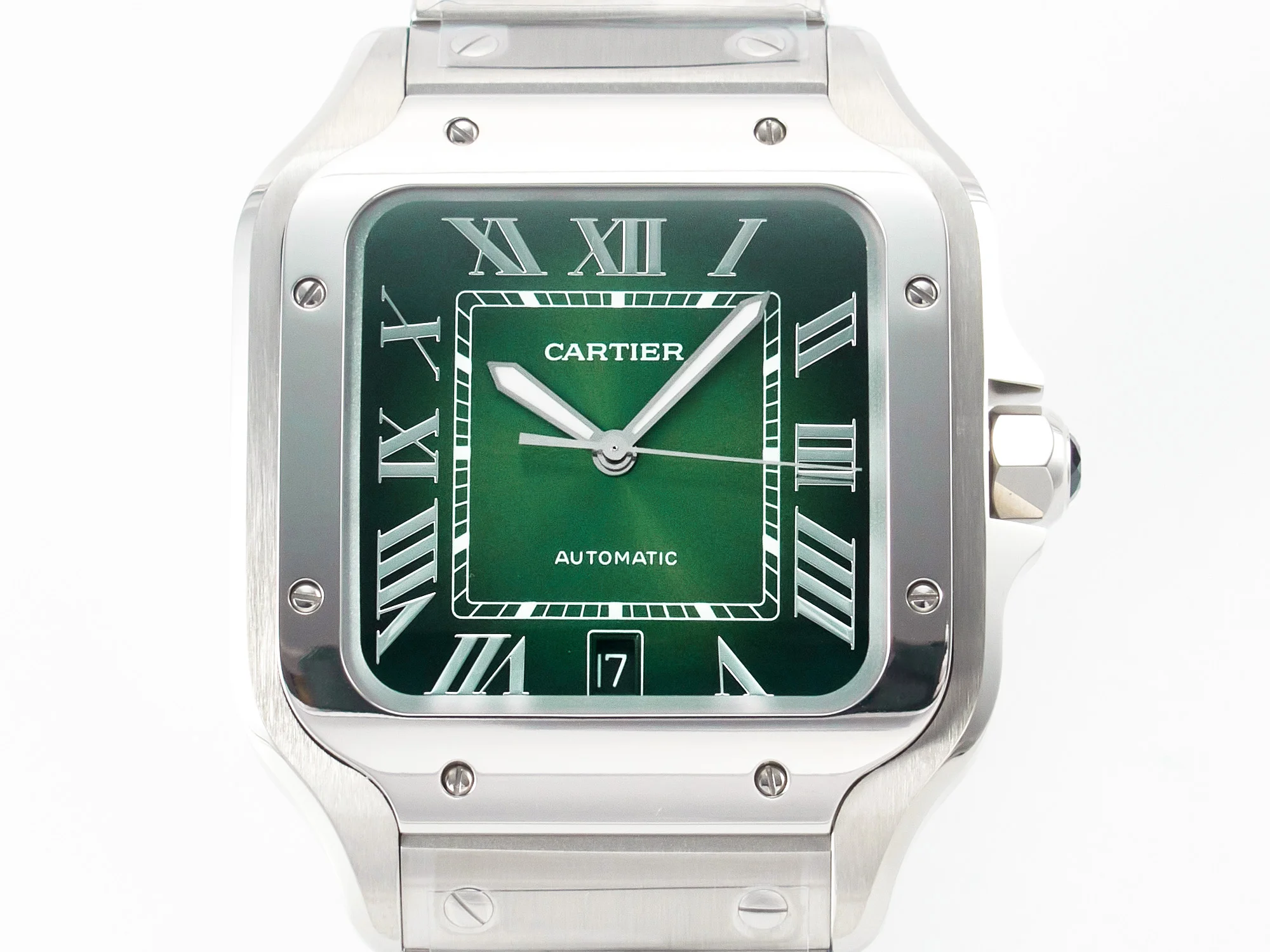 Santos de Cartier 40mm SS 2018 BVF 1:1 Best Edition Green Dial on SS SmartLinks Bracelet MIYOTA 9015 V2