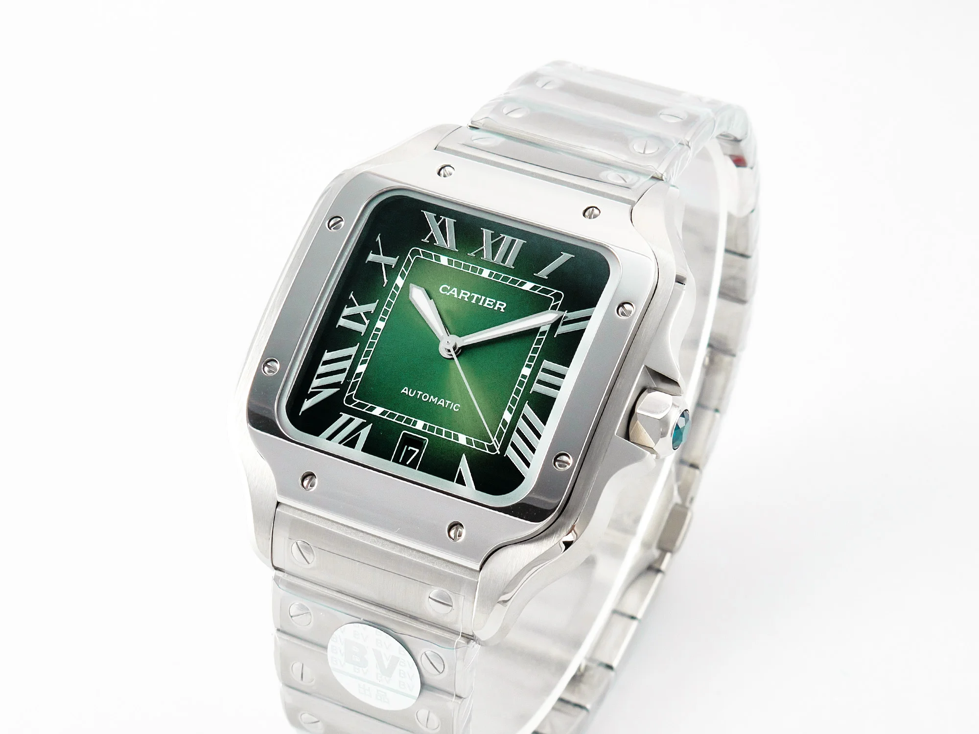 Santos de Cartier 40mm SS 2018 BVF 1:1 Best Edition Green Dial on SS SmartLinks Bracelet MIYOTA 9015 V2