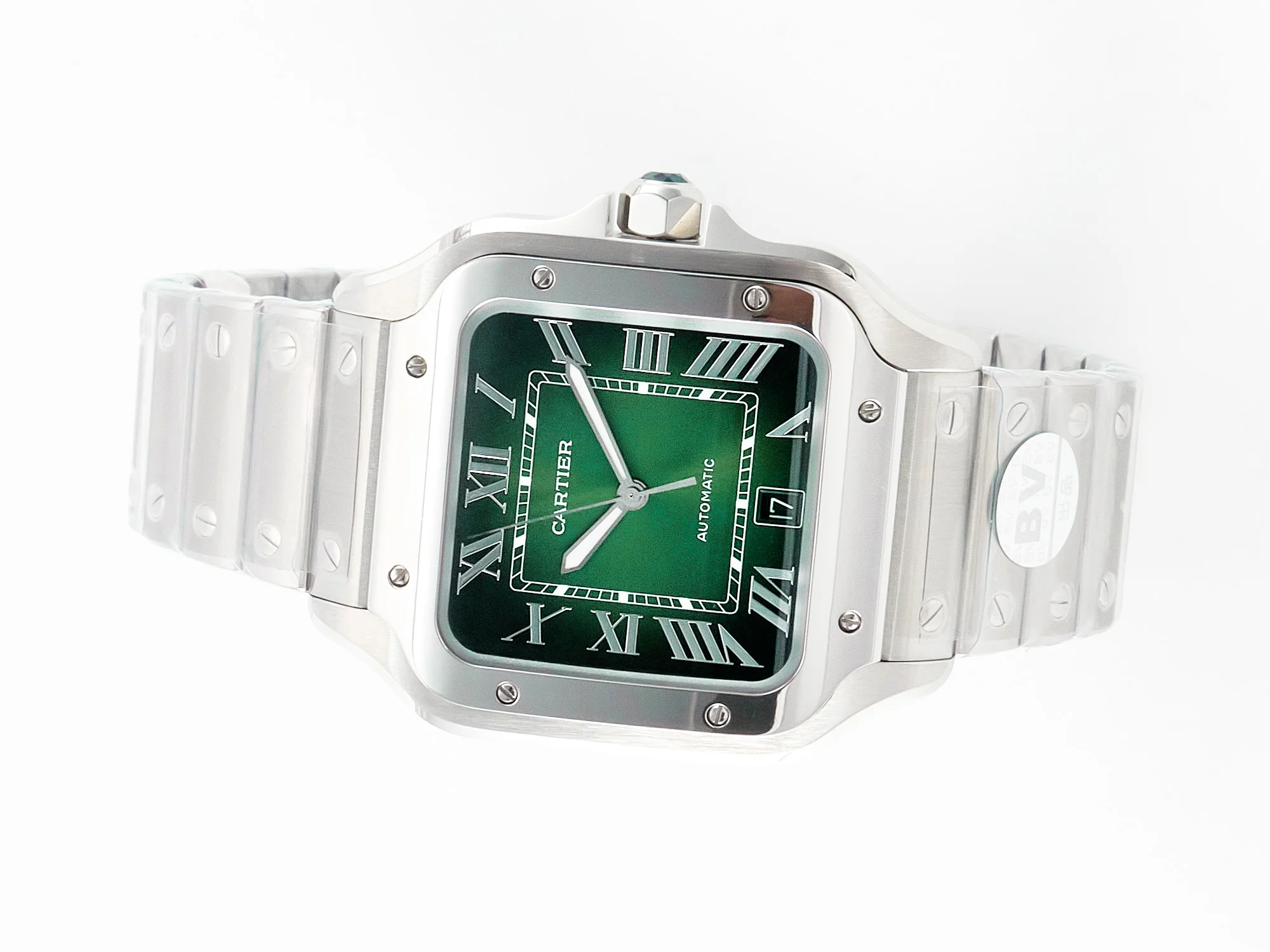 Santos de Cartier 40mm SS 2018 BVF 1:1 Best Edition Green Dial on SS SmartLinks Bracelet MIYOTA 9015 V2