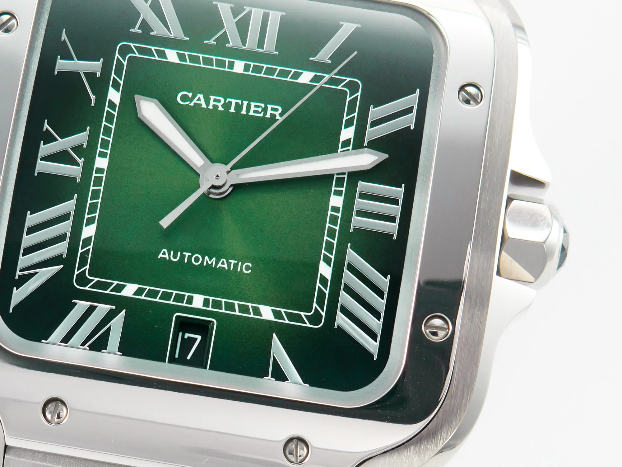 Santos de Cartier 40mm SS 2018 BVF 1:1 Best Edition Green Dial on SS SmartLinks Bracelet MIYOTA 9015 V2