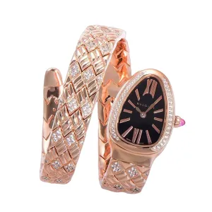 Serpenti Seduttori Watch Black Dial in Rose Gold with Diamonds