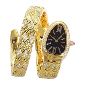 Serpenti Seduttori Watch Black Dial in Yellow Gold with Diamonds