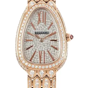 Serpenti Seduttori Watch Full Diamond Paved Dial in Yellow Gold
