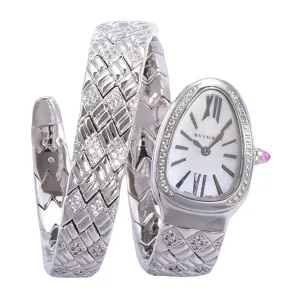 Serpenti Seduttori Watch White Dial in Steel with Diamonds