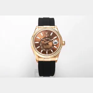 Sky-Dweller 336235 Chocolate Dial in Everose Gold on Rubber Strap