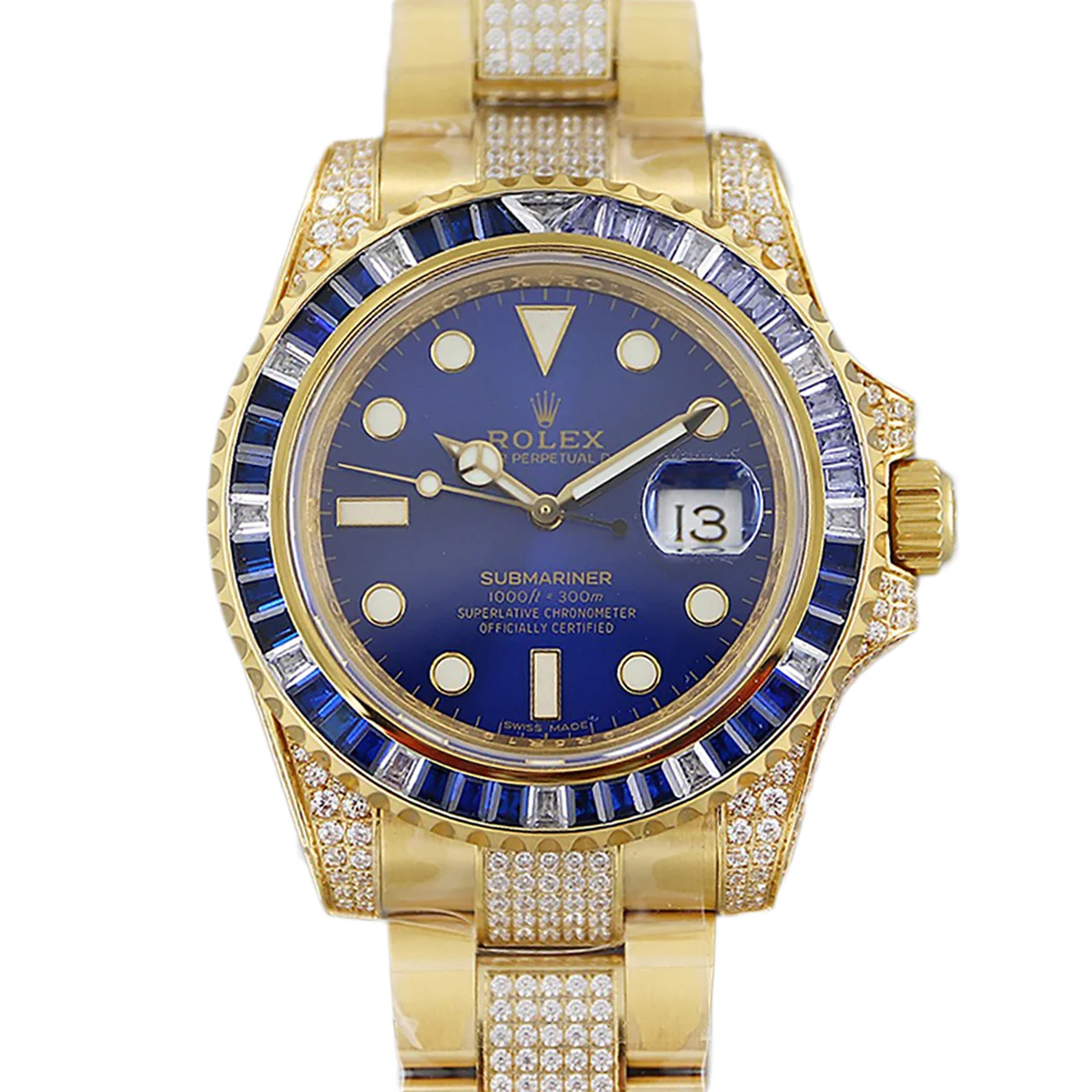 Submariner 116618LB Blue Dial in Yellow Gold with Diamonds
